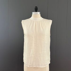 Vince, size S, 100% silk sleeveless blouse with ribbed mock neck